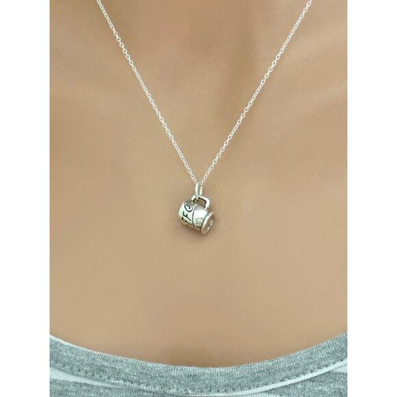 Sterling Silver 3D Coffee Mug Necklace - Picture 1 of 6